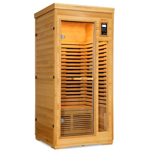 Willowybe premium Canadian hemlock infrared home sauna with glass door and 6-panel advanced heating system