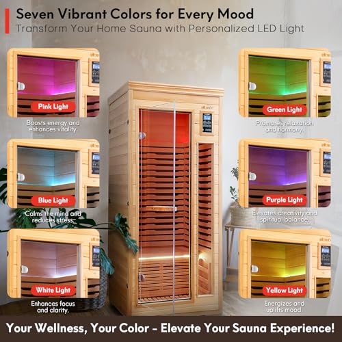 WILLOWYBE Infrared Home Sauna with Advanced Heating Panels, Premium Canadian Hemlock
