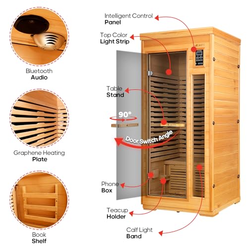 WILLOWYBE Infrared Home Sauna with Advanced Heating Panels, Premium Canadian Hemlock