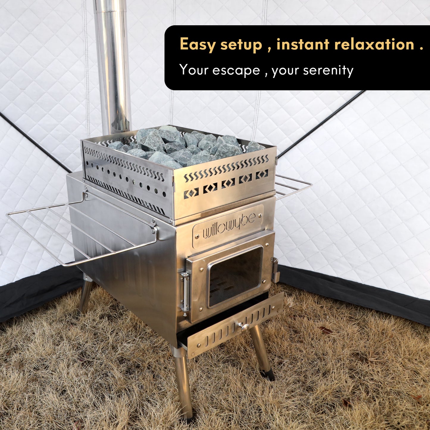 Outdoor Sauna Hot Tent Stove, Rocket Stove Heater, Portable Camping Wood Stove for Dry Sauna, Cooking - Willowybe