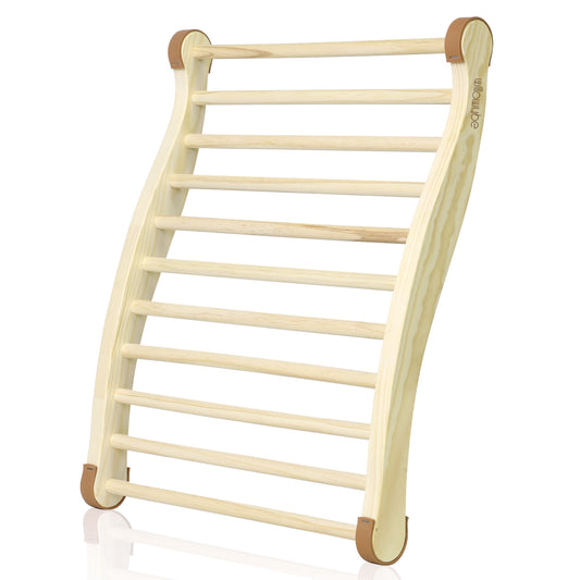 Willowybe S-shaped curved natural Scotch pine wood sauna backrest with anti-slip silicone pads