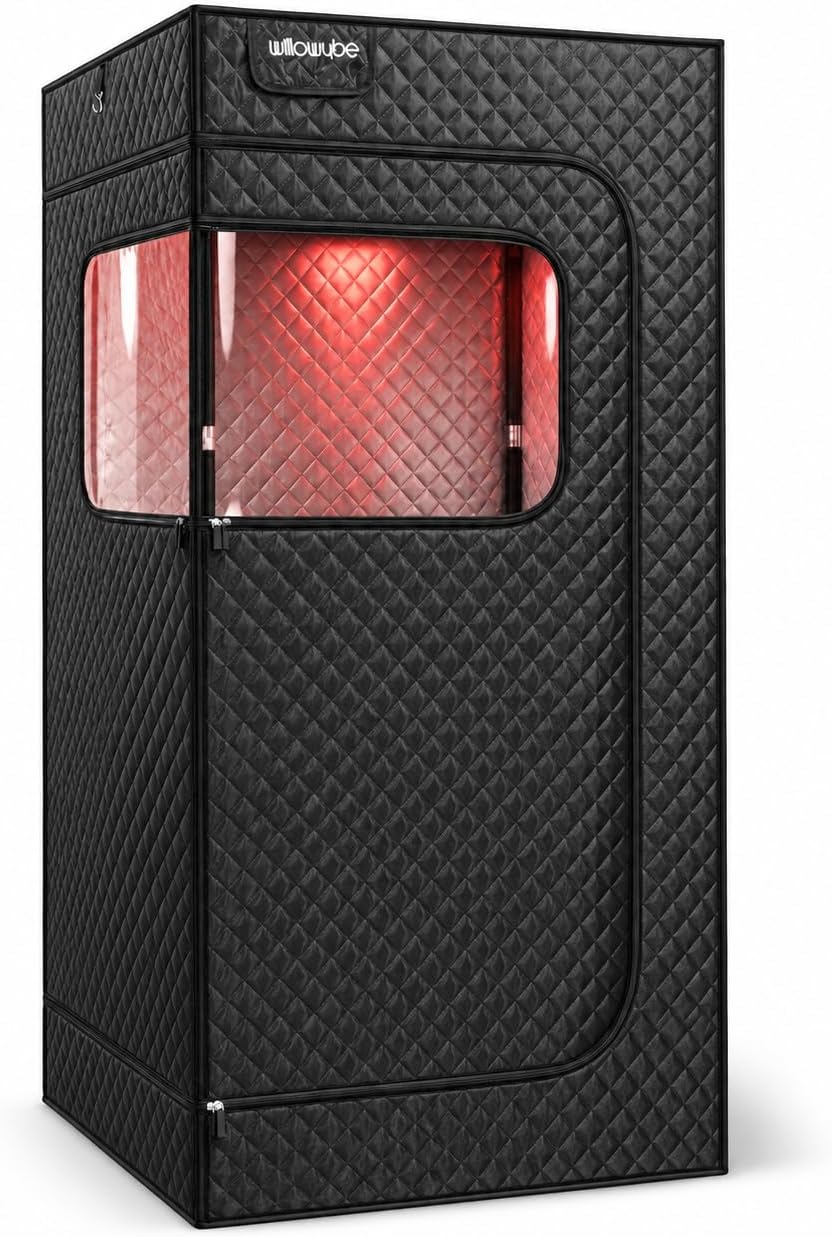 WillowyBe dry10 portable indoor dry sauna with red light and folding chair