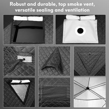 Portale Outdoor Sauna Set with Sauna Tent, Sauna Wood Stove, Cover Protection for Dry Sauna, Cooking for Family and Friends