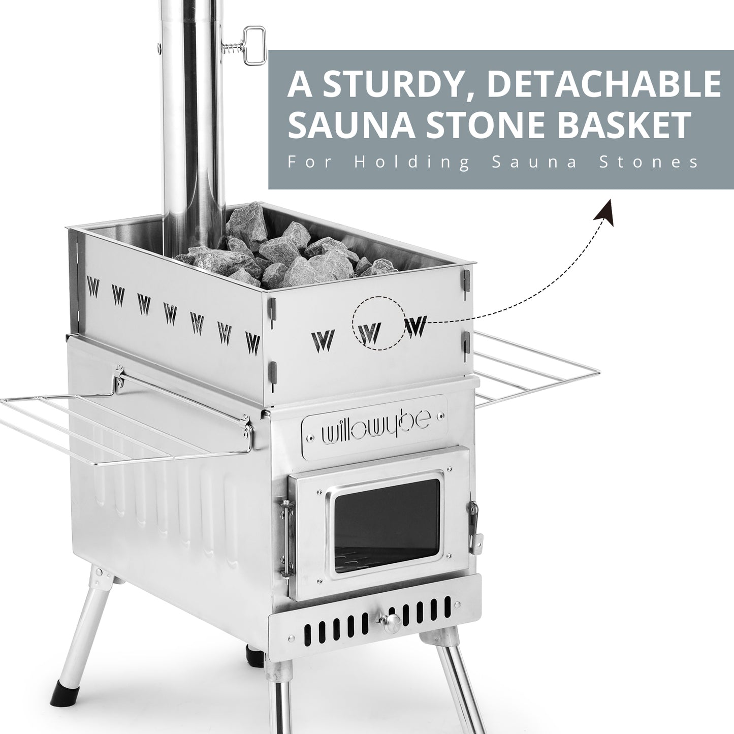 Outdoor Sauna Hot Tent Stove, Rocket Stove Heater, Portable Camping Wood Stove for Dry Sauna, Cooking