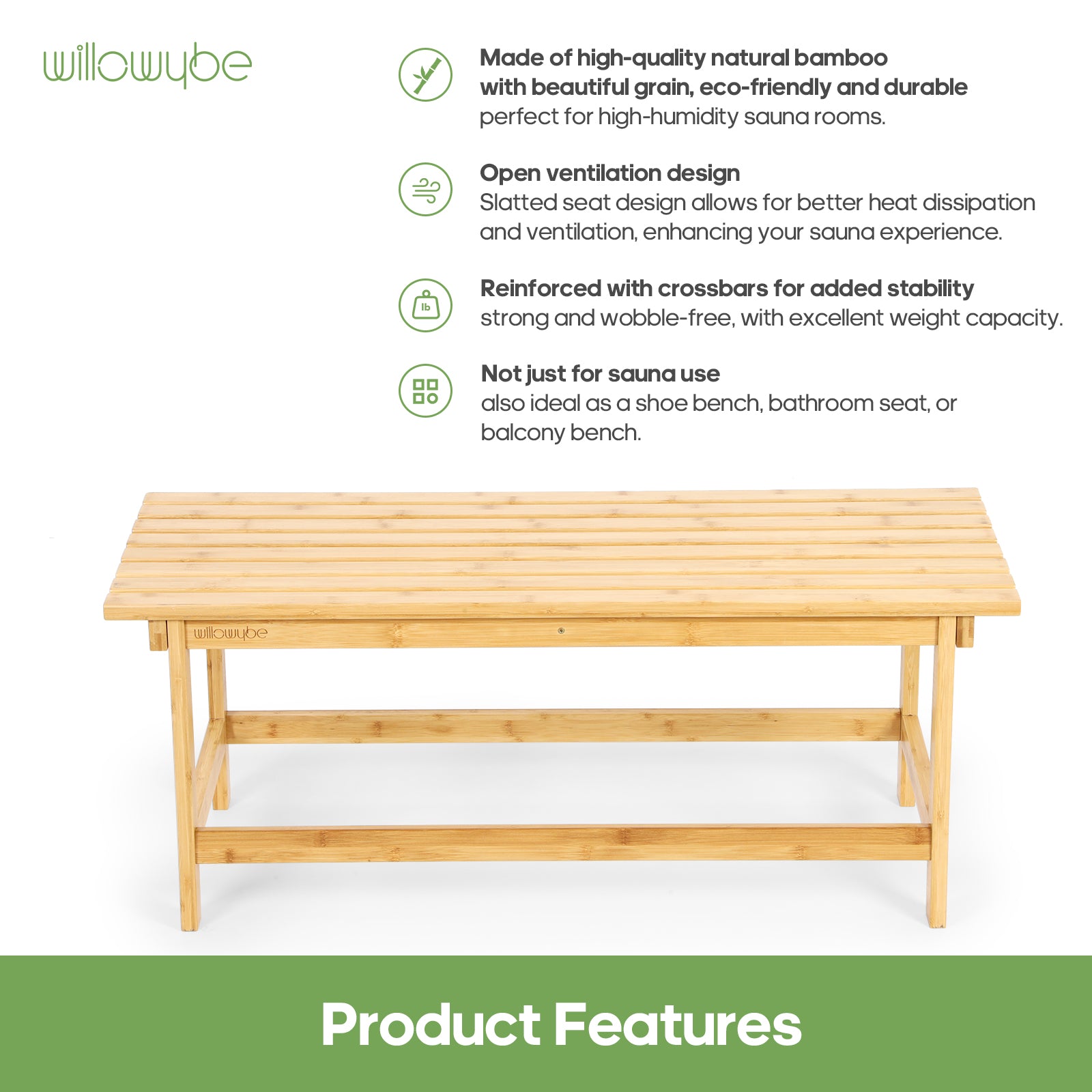 Sauna Stool Bamboo Bench – Willowybe