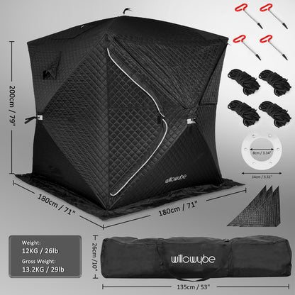 Outdoor Sauna Tent Pro - 4-Person, All-Weather, Insulated, Solid, Panoramic View, Easy Setup - Willowybe