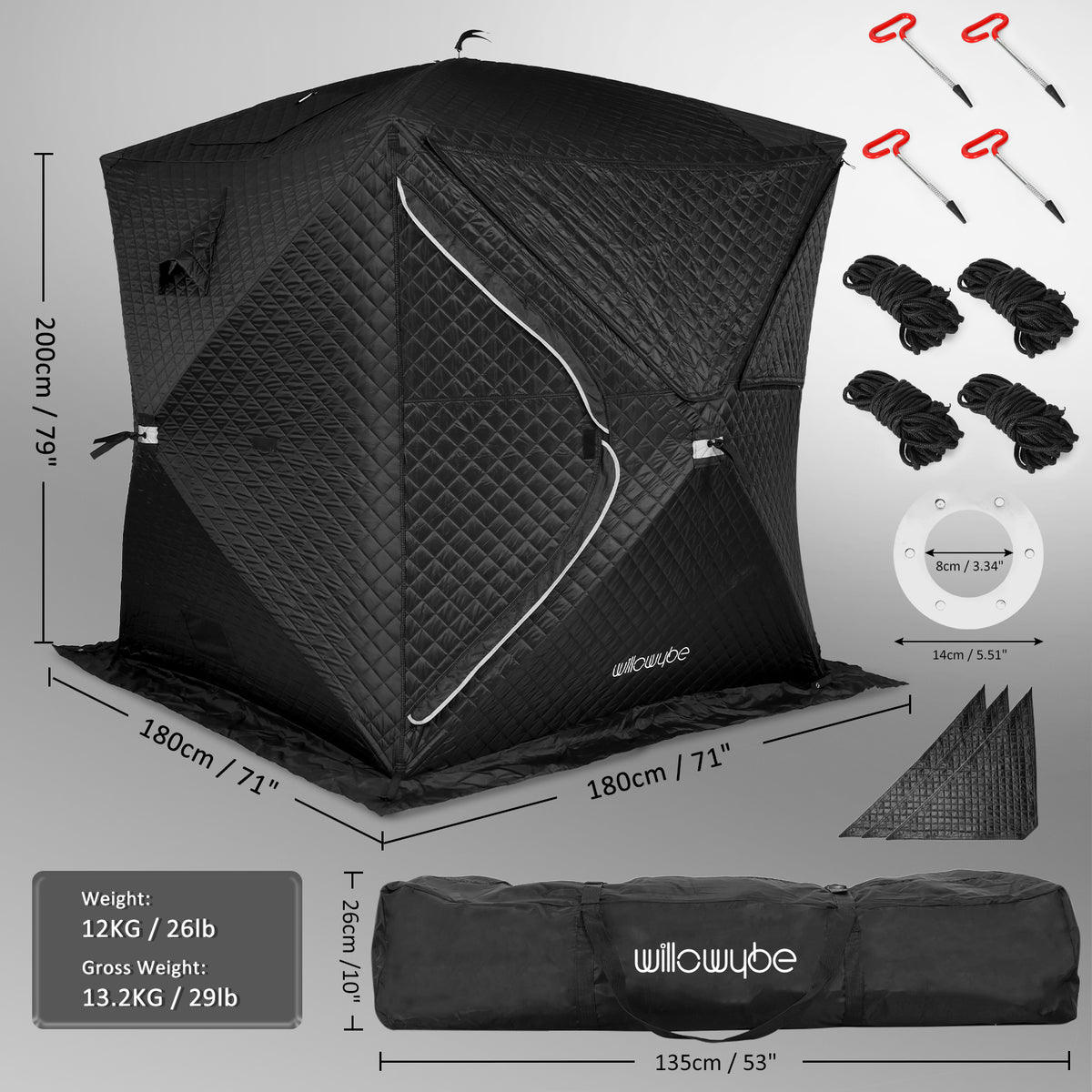 Outdoor sauna tent dimensions