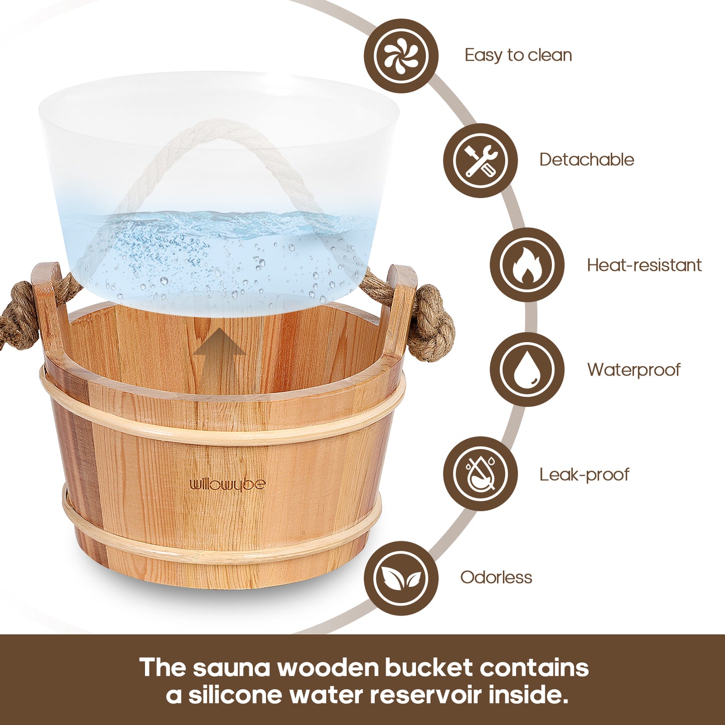 Handmade Canadian Red Cedar Sauna Bucket and Ladle Set