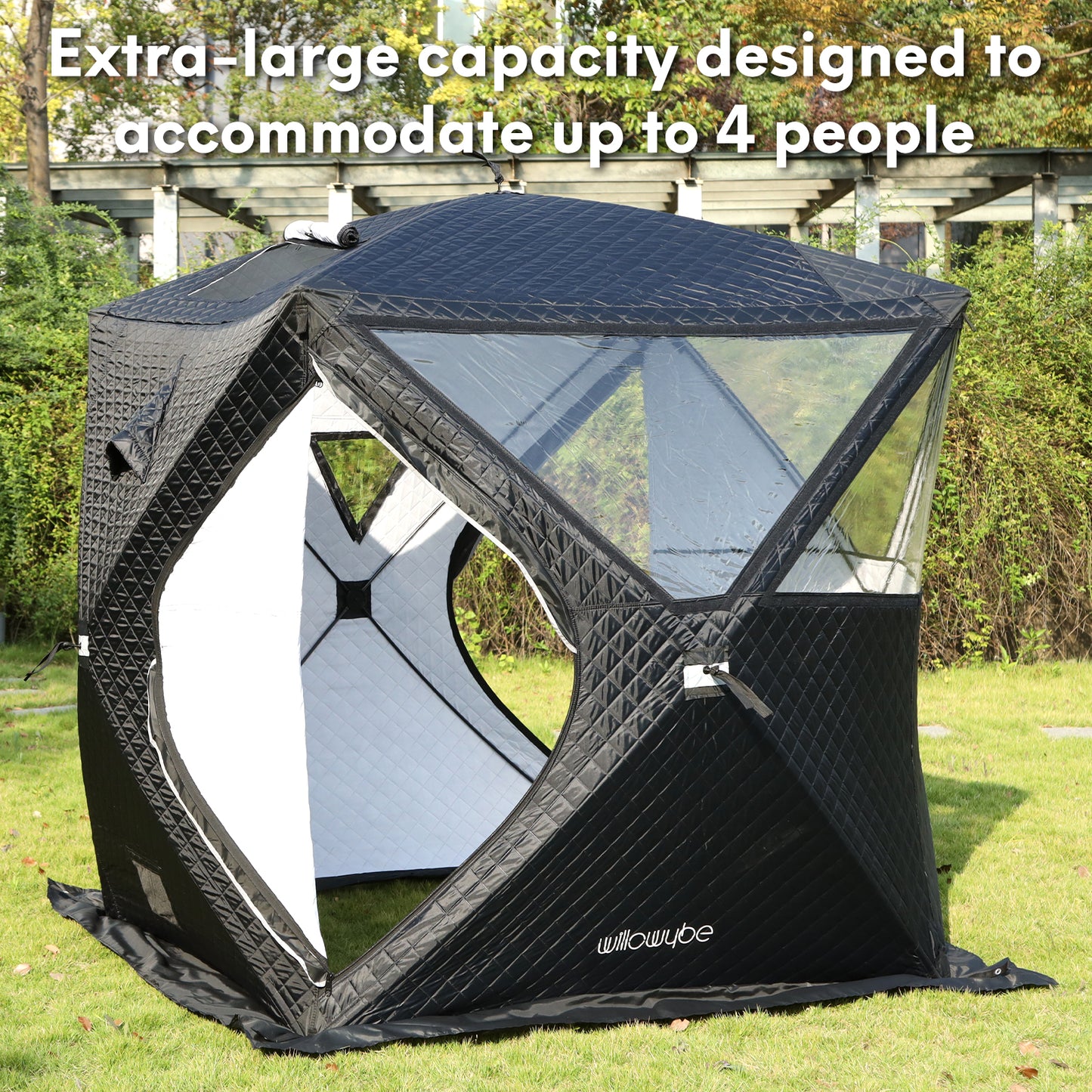 Outdoor Sauna Tent Pro - 4-Person, All-Weather, Insulated, Solid, Panoramic View, Easy Setup - Willowybe