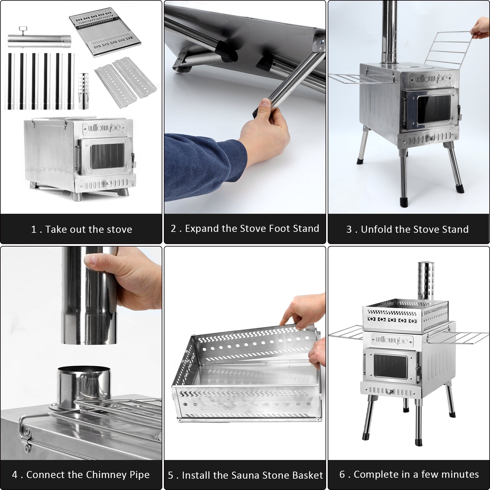 sauna tent stove Outdoor Sauna Hot Tent Stove, Rocket Stove Heater, Portable Camping Wood Stove for Dry Sauna, Cooking