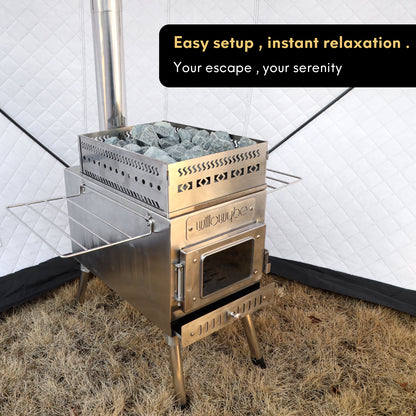 Outdoor Sauna Hot Tent Stove, Rocket Stove Heater, Portable Camping Wood Stove for Dry Sauna, Cooking - Willowybe