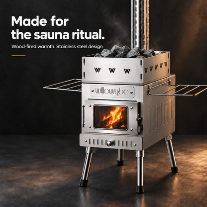 Outdoor Sauna Hot Tent Stove, Rocket Stove Heater, Portable Camping Wood Stove for Dry Sauna, Cooking