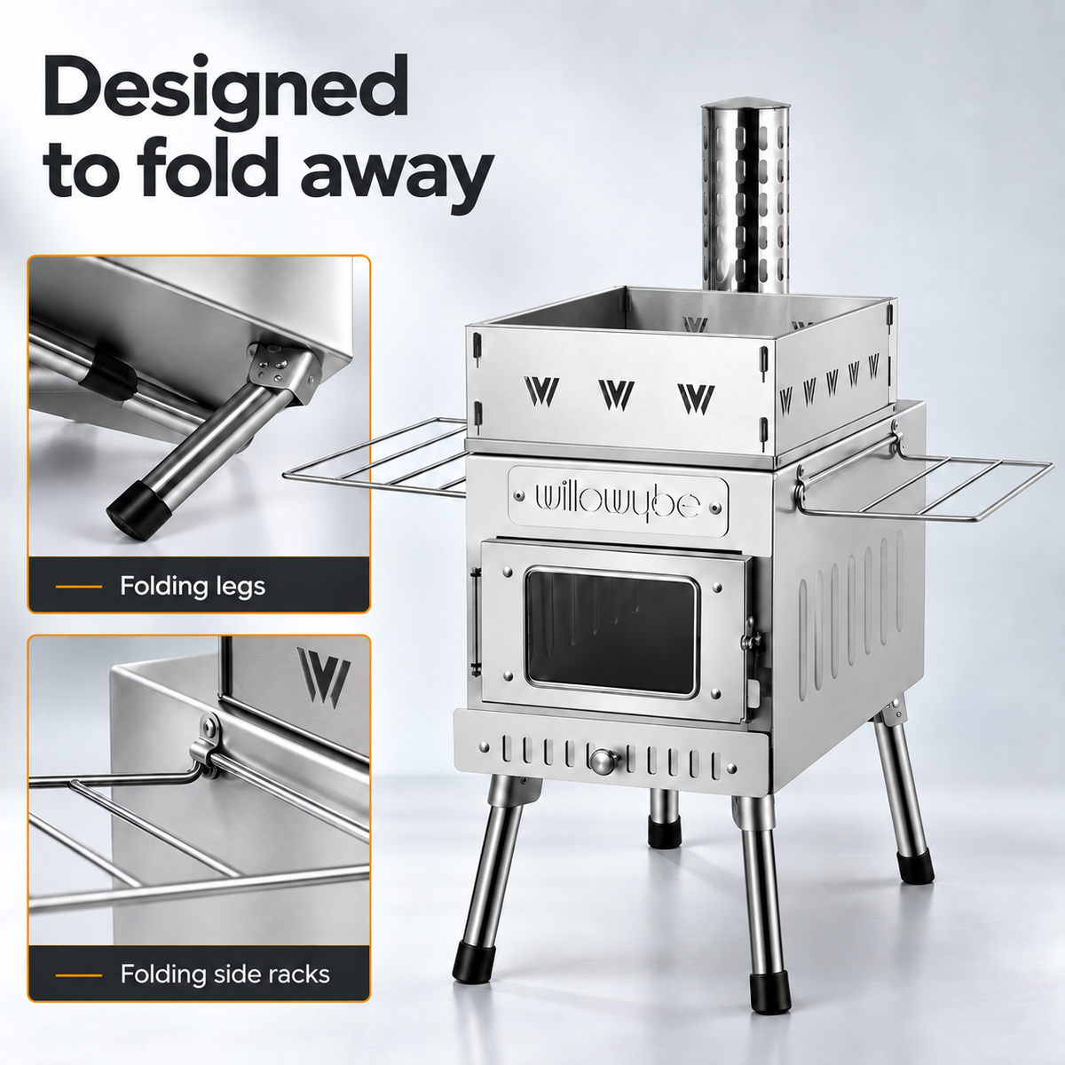 Outdoor Sauna Hot Tent Stove, Rocket Stove Heater, Portable Camping Wood Stove for Dry Sauna, Cooking