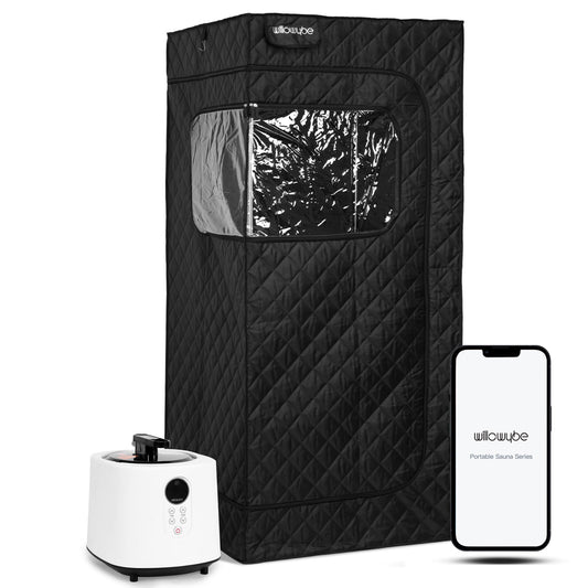 WillowyBe Portable Steam Sauna, Personal Home Spa Room with Bluetooth, Steam Generator, Sweating, Foldable Sauna Chair, Personal Sauna for Home (Black WillowyBe Portable Steam Sauna, Personal Home Spa Room with Bluetooth, Steam Generator, Sweating, Foldable Sauna Chair, Personal Sauna for Home (Black