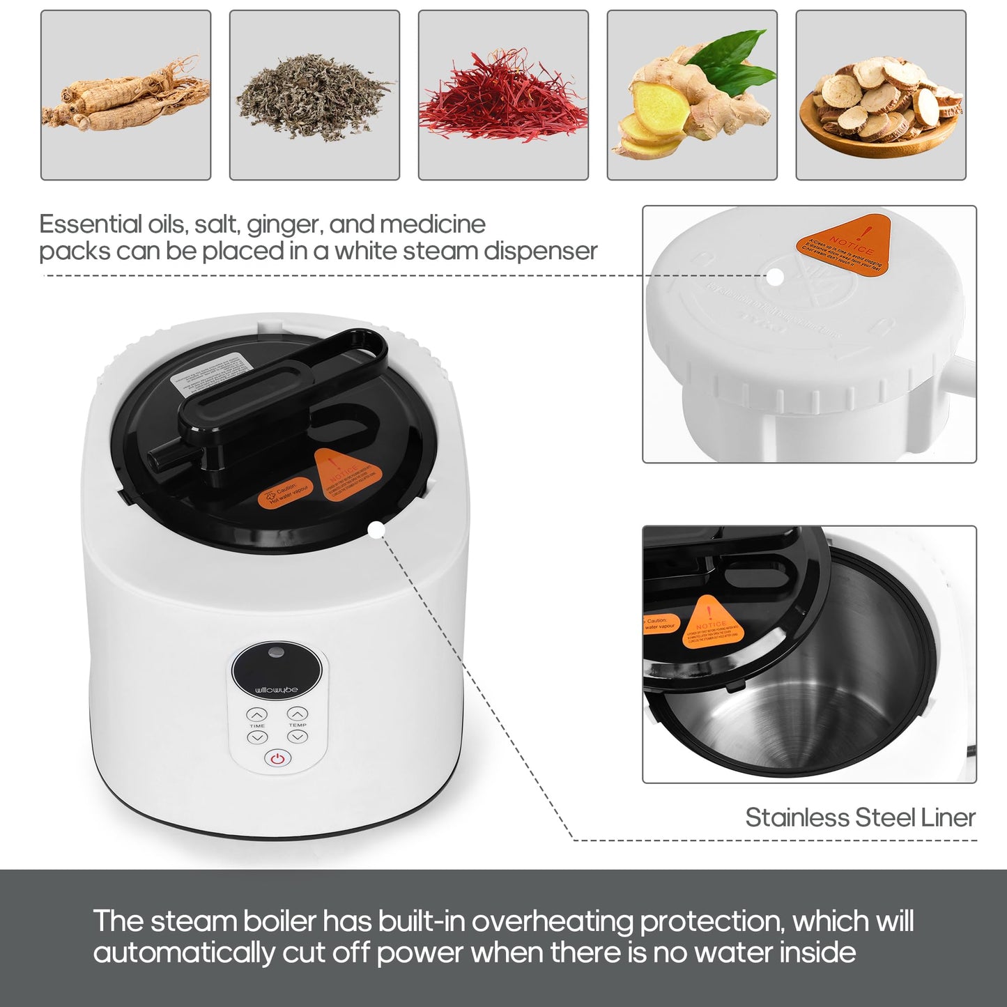 Portable Steam Sauna with Bluetooth Control, 4L KingPower Steame